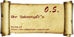 Ohr Sebestyén névjegykártya